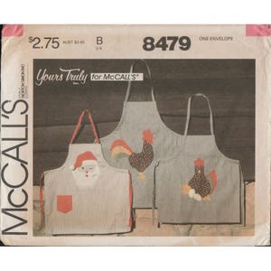 McCall's 8479 Hans och Hennes Applikation Jultomten Jultupp Höna Förkläde Mönster Oklippt