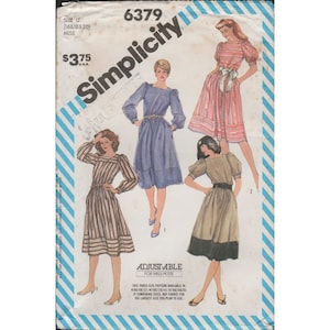 Simplicity 6379 Square Neck Cottagecore Dress 1980s Misses Size 16 18 20 Uncut image 1