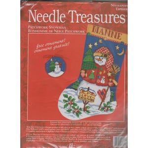JCA Needle Treasures Patchwork Snowman Heirloom Needlepoint Stocking Kit 06900