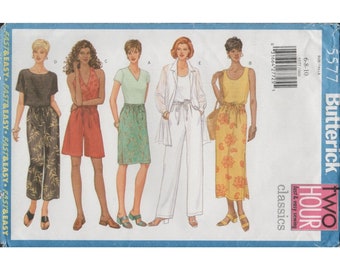 Butterick 5577 Cropped Pants, Shorts, Skirt Pattern Drawstring Waist Misses Size 6 8 10 Uncut