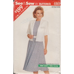 Butterick See & Sew 6161 Jacket and Sleeveless Dress 80s Pattern Sz 16-24 Uncut