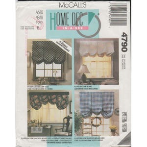 McCall's 4790 Home Dec in a Sec Pleated Balloon Shade & Valance Pattern Uncut