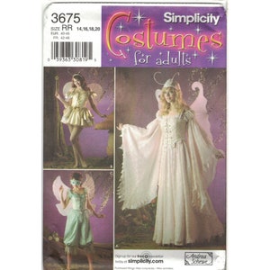 Simplicity 3675 Renaissance Fantasy Fairy Women&#39;s Costume Corset Dress Pattern Misses Size 14 16 18 20 Uncut