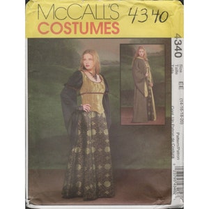 McCall&#39;s 4340 Medieval Renaissance Costume Hooded Robe, Corset, Gown Pattern Uncut