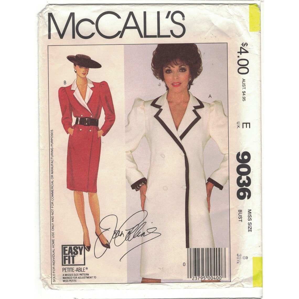 Mccall's 9036 Joan Collins Dynasty Big Shoulder Coat Dress - Etsy