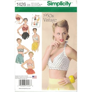 Simplicity 1426 Retro Pin Up Bra, Halter, Bandeau Top Pattern Misses Size 4-12 Uncut