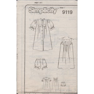 Simplicity 9119 Short Nightgown, Robe & Babydoll PJs Cottagecore Pattern Uncut image 5