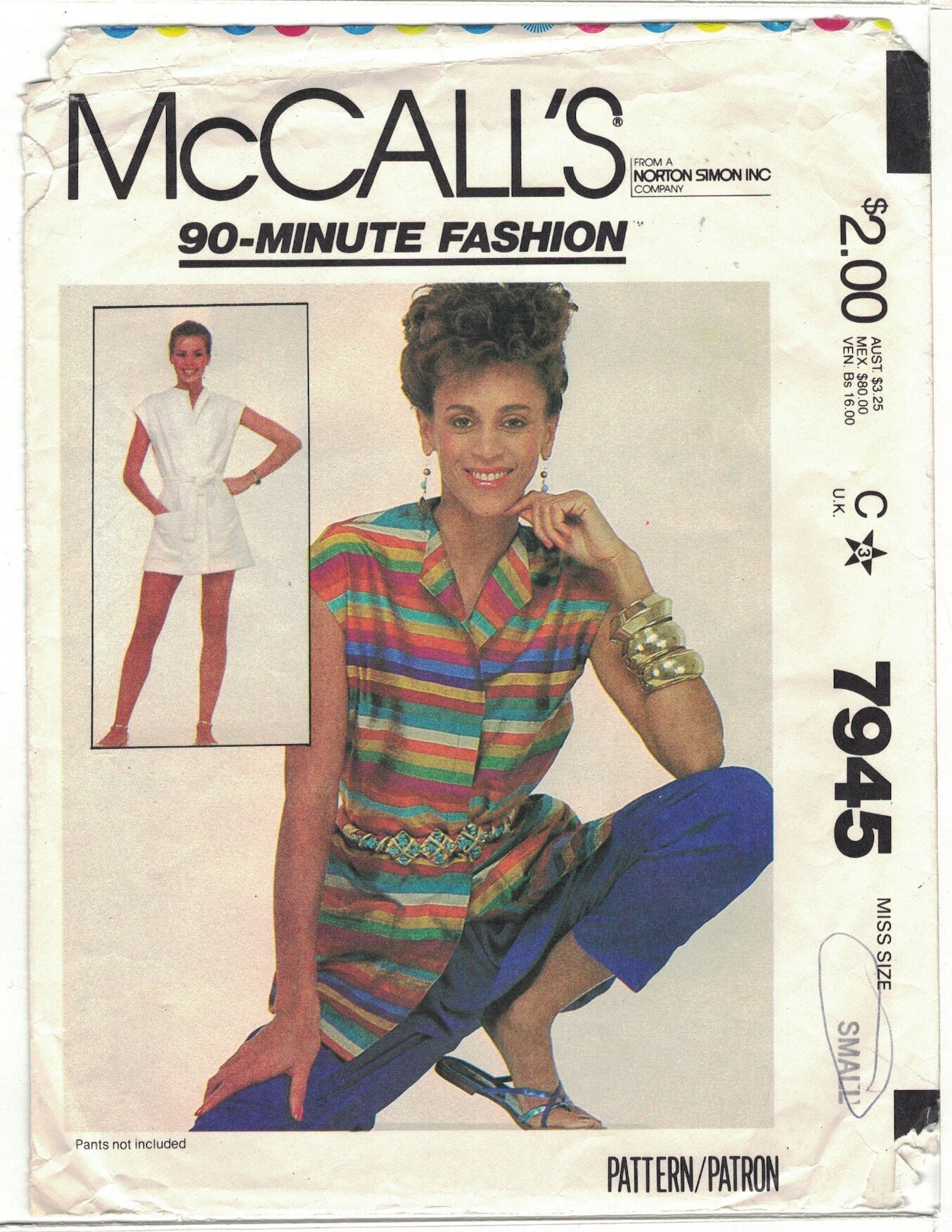 Mccall's 7945 Easy Wrap Front Cover up Vintage Pattern Misses Size ...