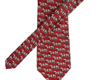 Brooks Basics Brooks Bros Red Silk Tie Repeating Elephant Print Made USA Vtg