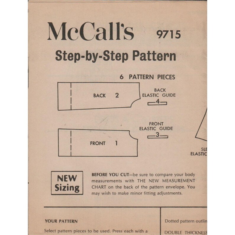 1960s Babydoll Mini Dress Sewing Pattern Mccall's 9715 Junior Size 9 ...