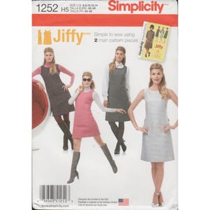 Retro 1970s Simplicity 1252 Jiffy Dress & Jumper Pattern Misses Size 6-14 Uncut