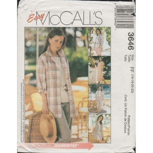 May include: An Easy McCall's sewing pattern envelope showing a woman in a plaid shirt and other outfits. The envelope includes the text "NON-STOP WARDROBE" and size details.