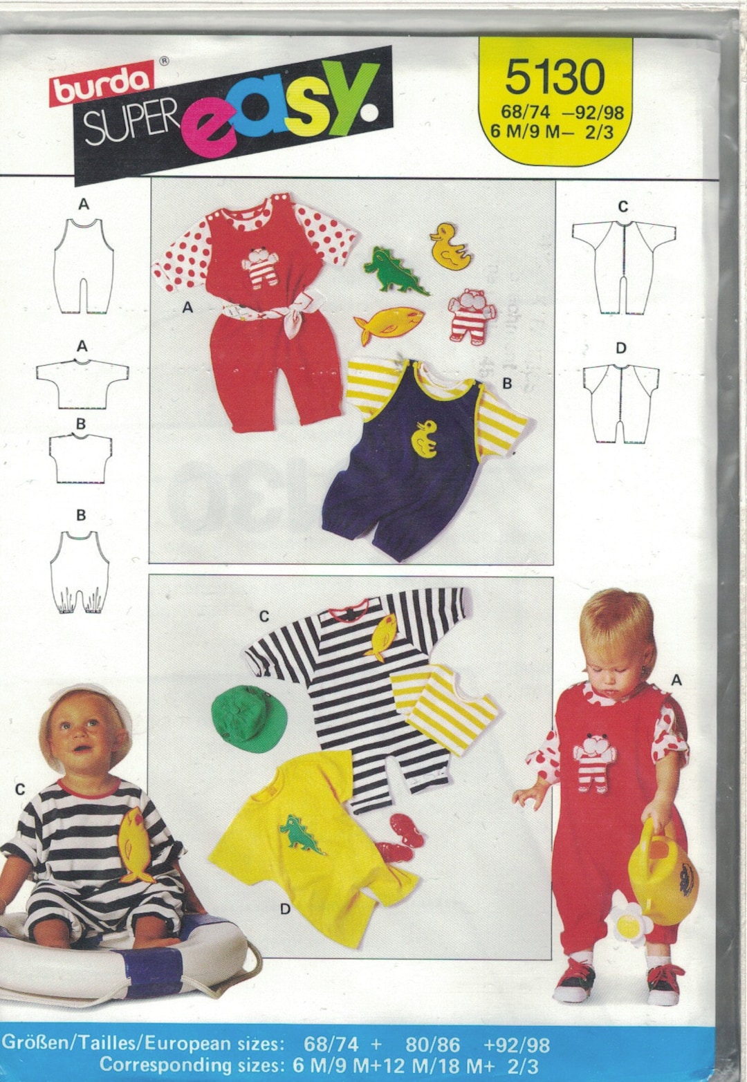 Buy Burda 5130 Baby Toddler Romper Jumpsuit, T-shirt Size 6M, 9M