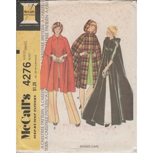 McCall&#39;s 4276 A Line Knee Length or Opera Cape Pattern 1970s Misses 10 12 Uncut