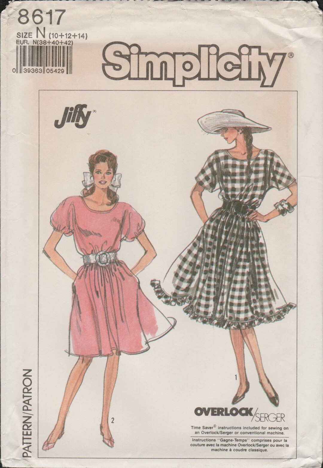 Simplicity 8617 Jiffy Cottagecore Dress Pattern Ruffle Hem Size 10 12 ...