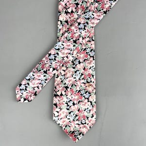 Vintage Liberty of London Floral Cotton Mens Tie Pink Blue Green Black