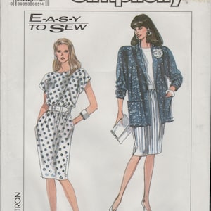 Simplicity 9045 Belted Dress and Jacket Pattern 1980s Misses Choose Size Uncut