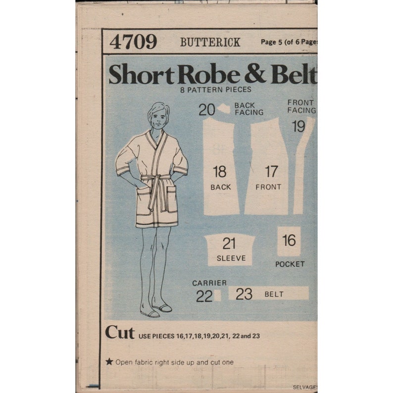 Butterick 4709 Robert Green Mens Joggers, Shorts, Robe Pattern 1970s Sz 36 Uncut image 4