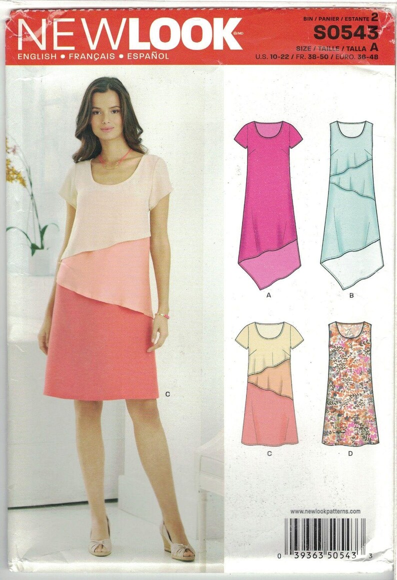 New Look S0543 6281 Asymétrique Couches Robe Modèle Taille ...