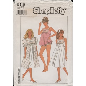 Simplicity 9119 Short Nightgown, Robe & Babydoll PJs Cottagecore Pattern Uncut image 3