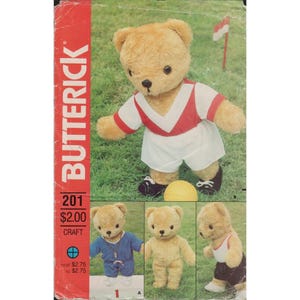 Butterick 201 4531 426 Teddy Bear & Sports Clothes Pattern Soccer Track Uncut