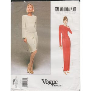 Vogue 1708 Tom Linda Platt Side Draped Evening Dress Pattern Size 12-16 Uncut