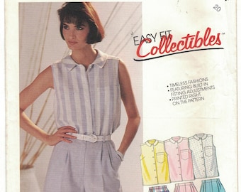 McCall's 2454 Easy Sleeveless Shirt & Pleated Shorts Misses Pattern Misses Size 20 Uncut
