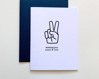 Minimalist Peace and Love Holiday Letterpress Card