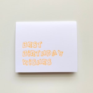 Mejores deseos de cumpleaños Nen Orange Letterpress Tarjeta