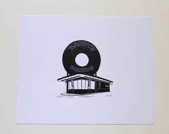 Randy's Donuts Letterpress Print, Unframed