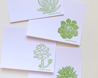 Succulent Letterpress Note Cards, Set of 8