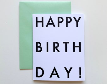 Happy Birthday Futura Minimalist Typographical Letterpress Card