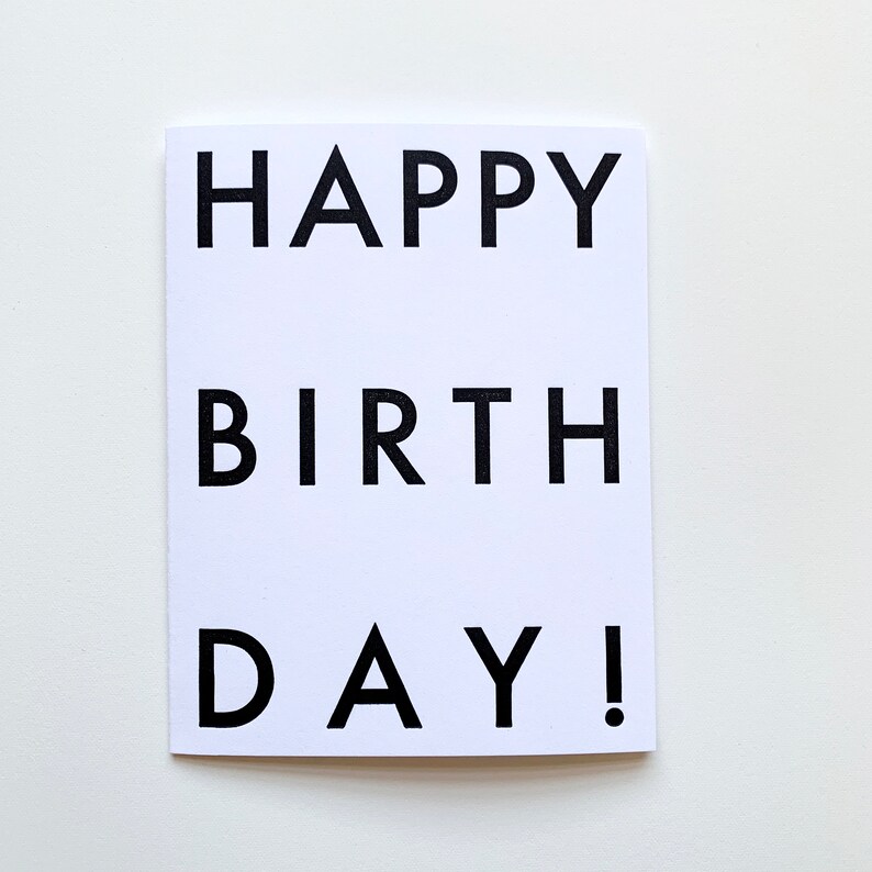Happy Birthday Futura Minimalist Typographical Letterpress Card image 2