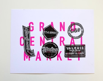 2016 Grand Central Market Los Angeles Letterpress Print, Unframed.