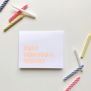 Best Birthday Wishes Neon Orange Letterpress Card imagem 3