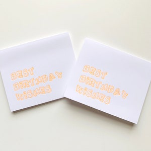 Best Birthday Wishes Neon Orange Letterpress Card imagem 2