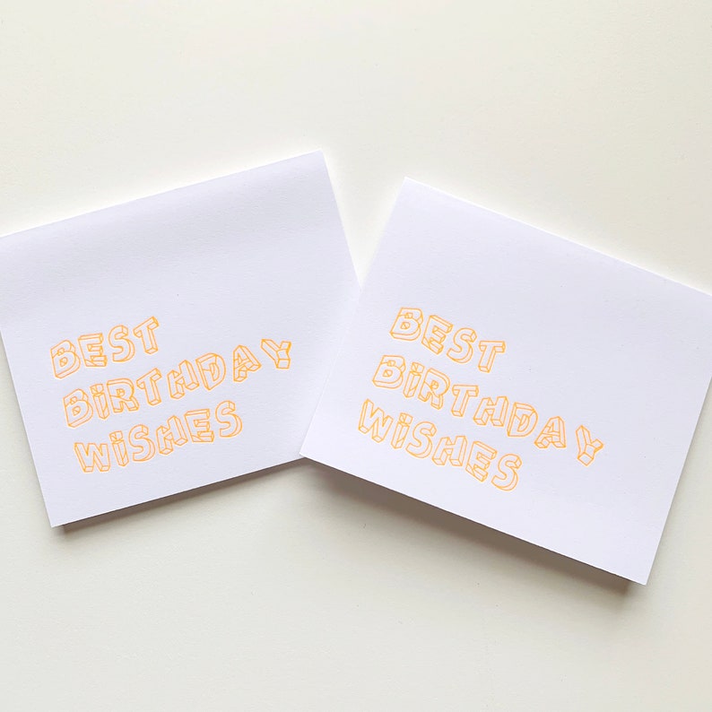 Best Birthday Wishes Neon Orange Letterpress Card imagem 2