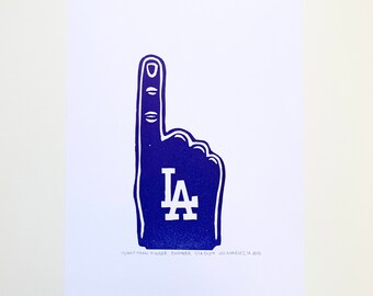 Dodger Stadium Foam Finger Letterpress Print, Unframed