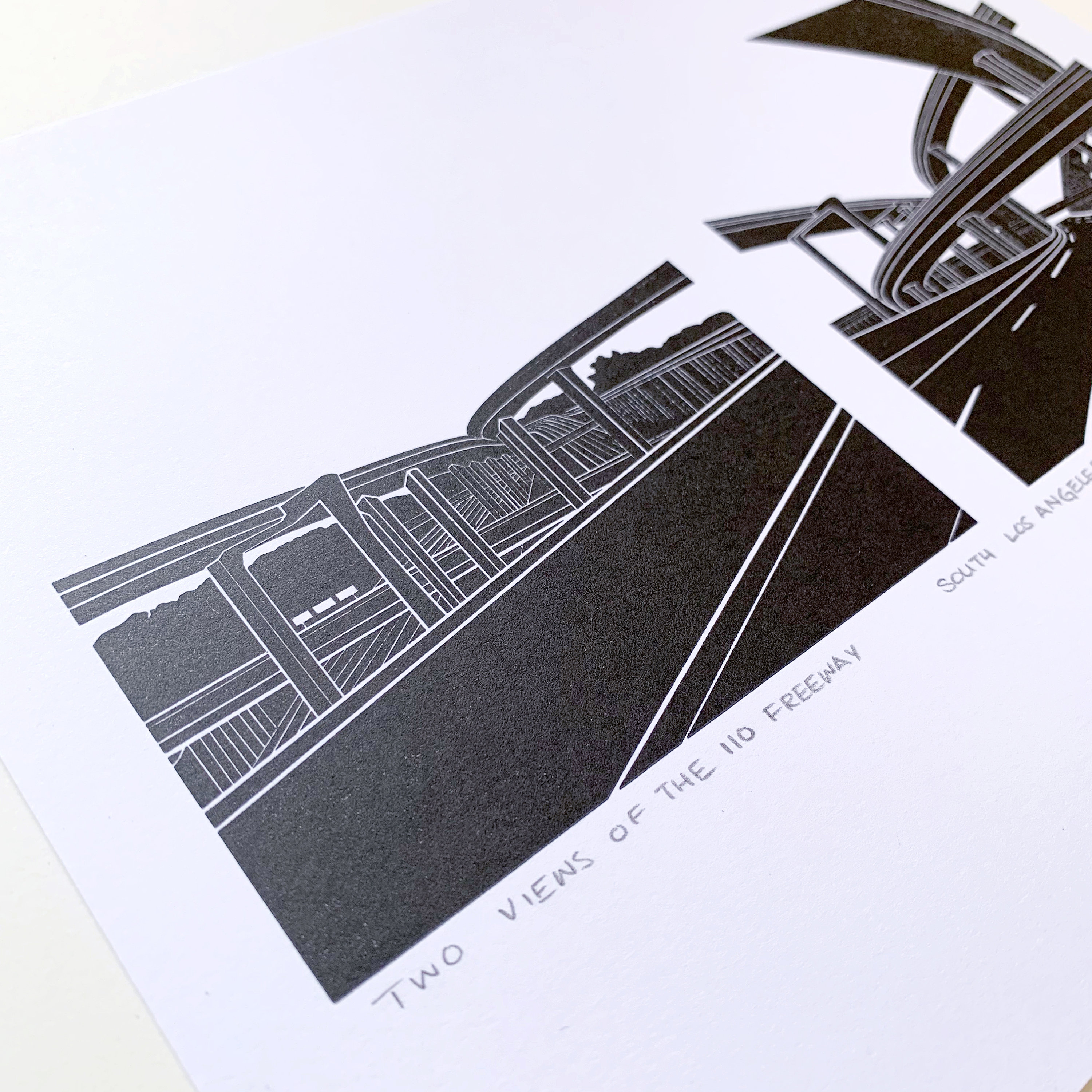 Two Views of the 110 Freeway Los Angeles Letterpress Print Etsy