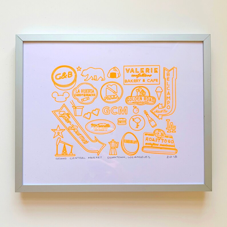 Grand Central Market Letterpress Neon Mural Print, Unframed image 2