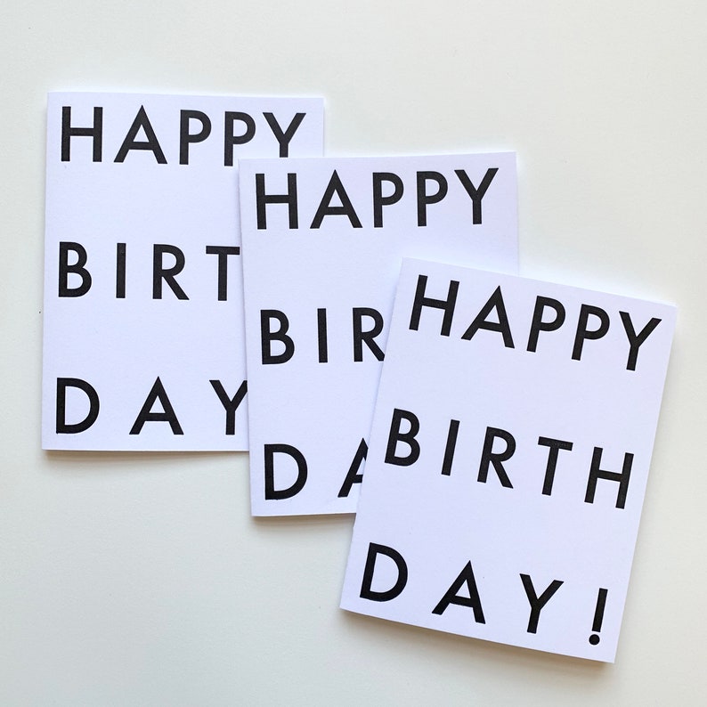 Happy Birthday Futura Minimalist Typographical Letterpress Card image 4