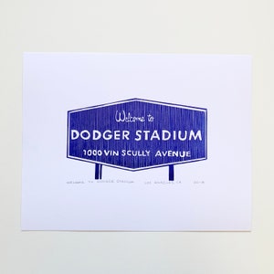 Welcome to Dodger Stadium Sign Letterpress Print, Unframed image 1