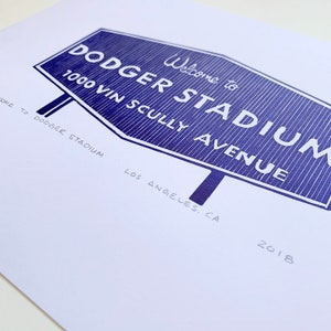 Welcome to Dodger Stadium Sign Letterpress Print, Unframed image 3