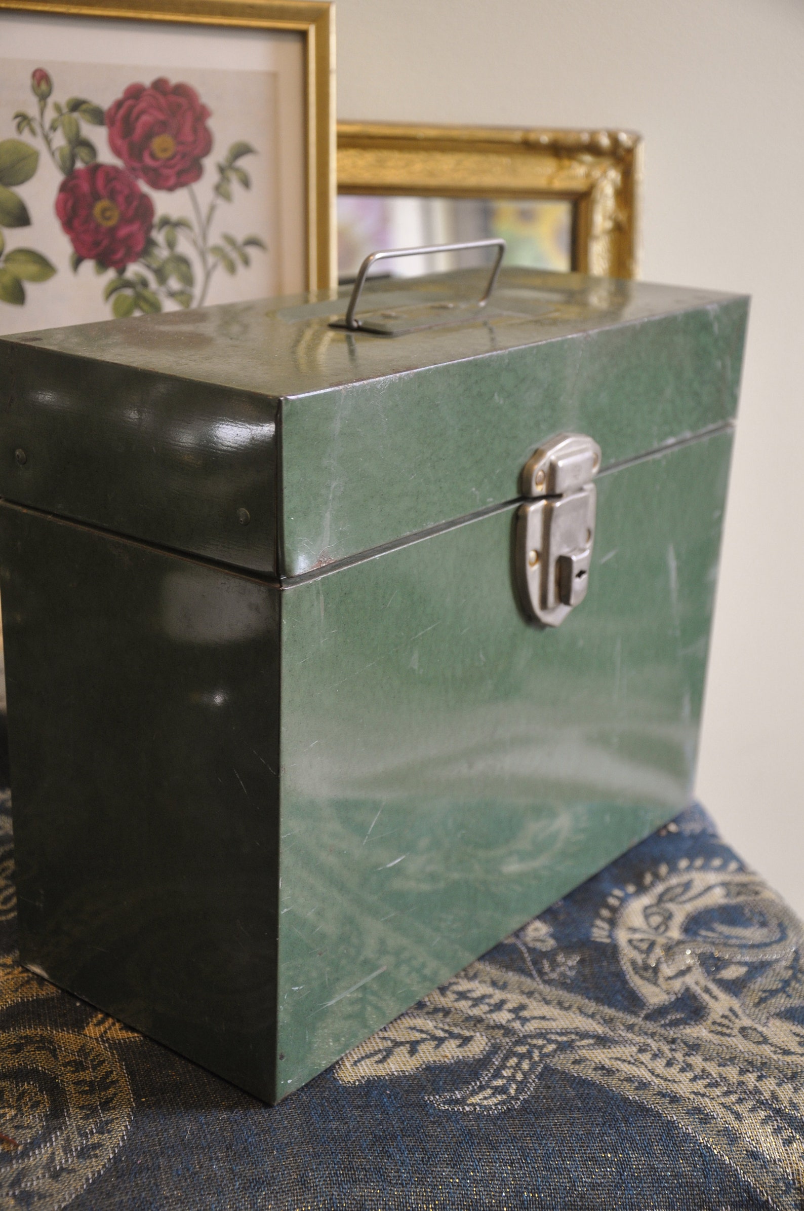 Vintage Green Metal File Box Portable Office Storage Etsy