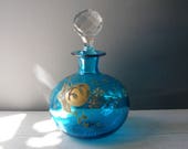 Antique Enameled Crystal Decanter.Little Crystal Decanter.