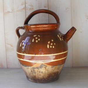 Large Vintage Glazed  Pottery,French Pottery,Jug.19TH CENTURY.