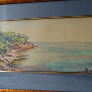 Antique French Original Brittanny Seascape Watercolor,Signed A Duchamp/.French Watercolor.