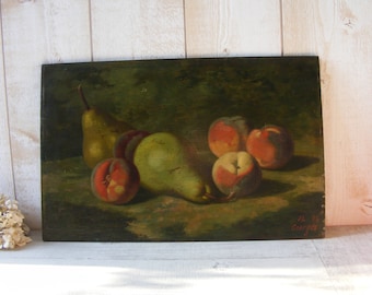 Jean Louis GEORGES Antique French Still Life Oil on Panel Painting,Signed and dated 1885.