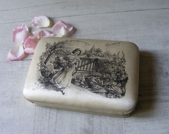 Unique Antique Birth Silk  French  Box .Birth gift,Collectible Box.