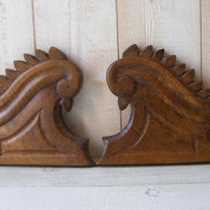 Pair of Antique French  Bird  Wood Large  Pediments,Shabby Style./Wall Decor.